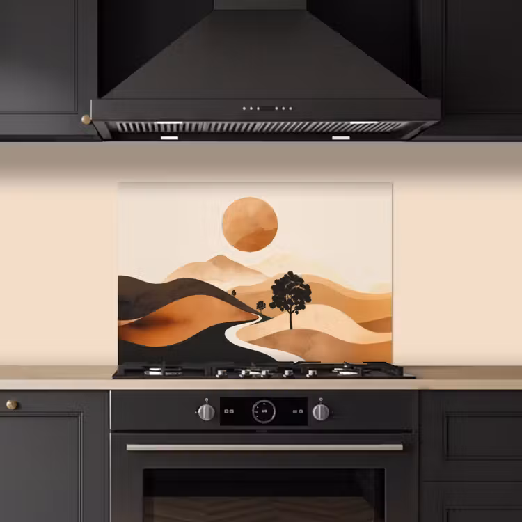 Spatscherm keuken - Zon - Heuvels - Boom - Abstract — 5