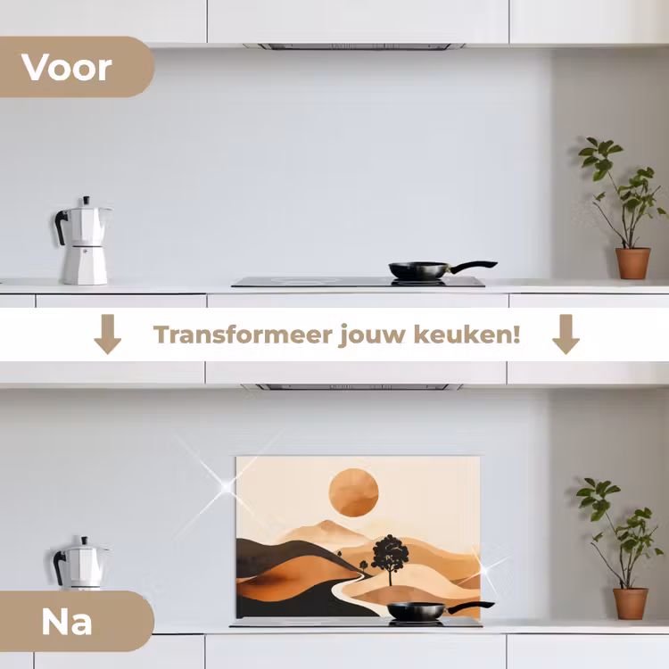 Spatscherm keuken - Zon - Heuvels - Boom - Abstract — 7