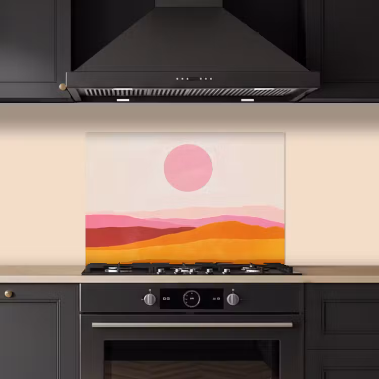 Spatscherm keuken - Heuvels - Oranje - Zon - Abstract — 5