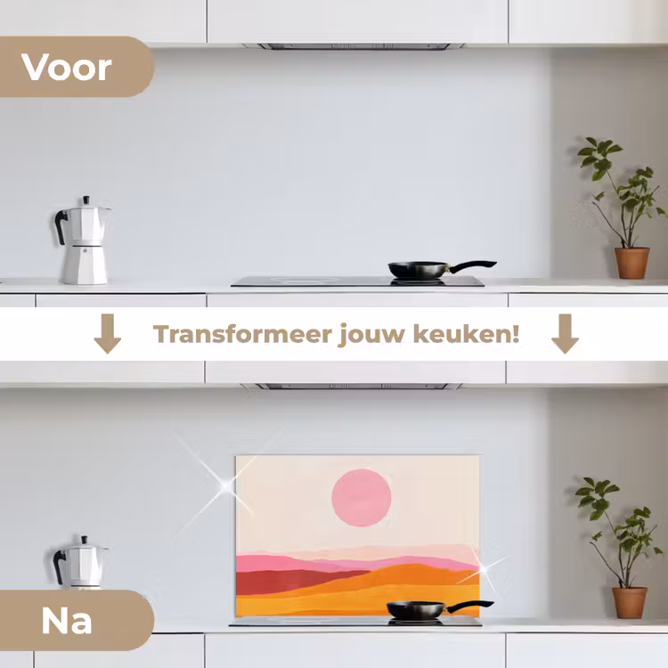 Spatscherm keuken - Heuvels - Oranje - Zon - Abstract — 7