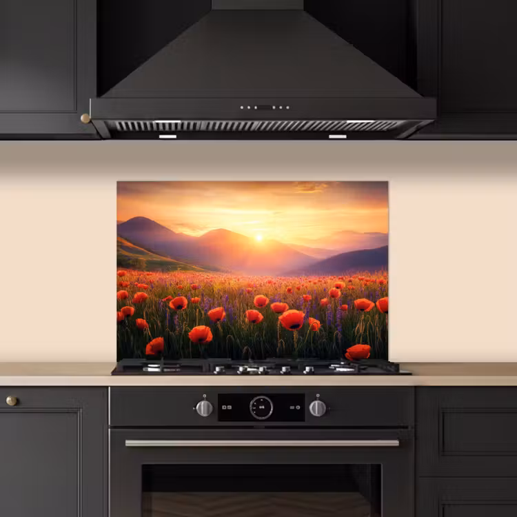 Spatscherm keuken - Landschap - Zonsondergang - Bloemenveld — 5