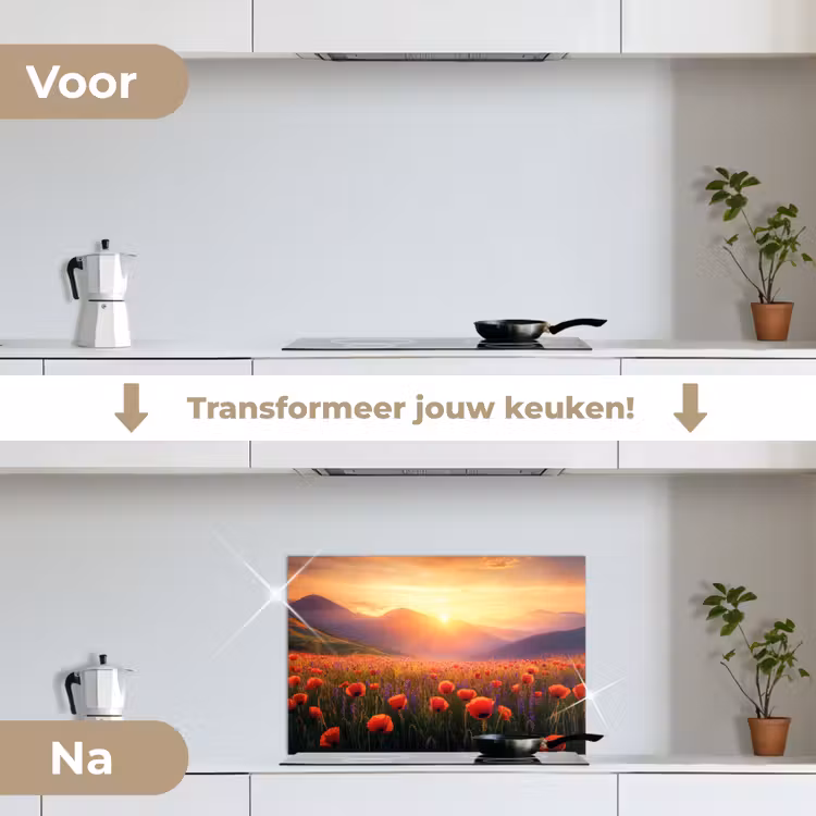 Spatscherm keuken - Landschap - Zonsondergang - Bloemenveld — 7