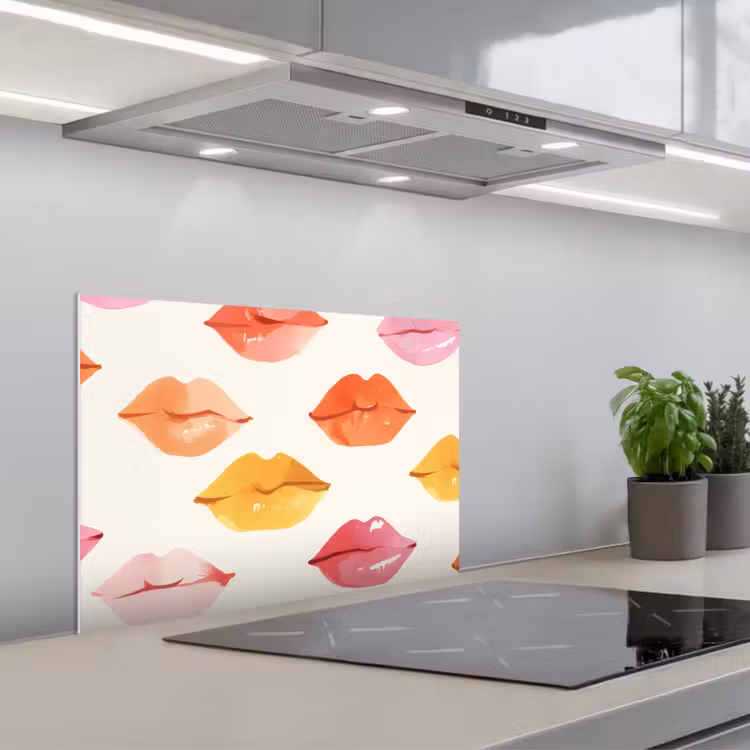 Spatscherm keuken - Lippen - Kleurrijk - Glanzend — 1