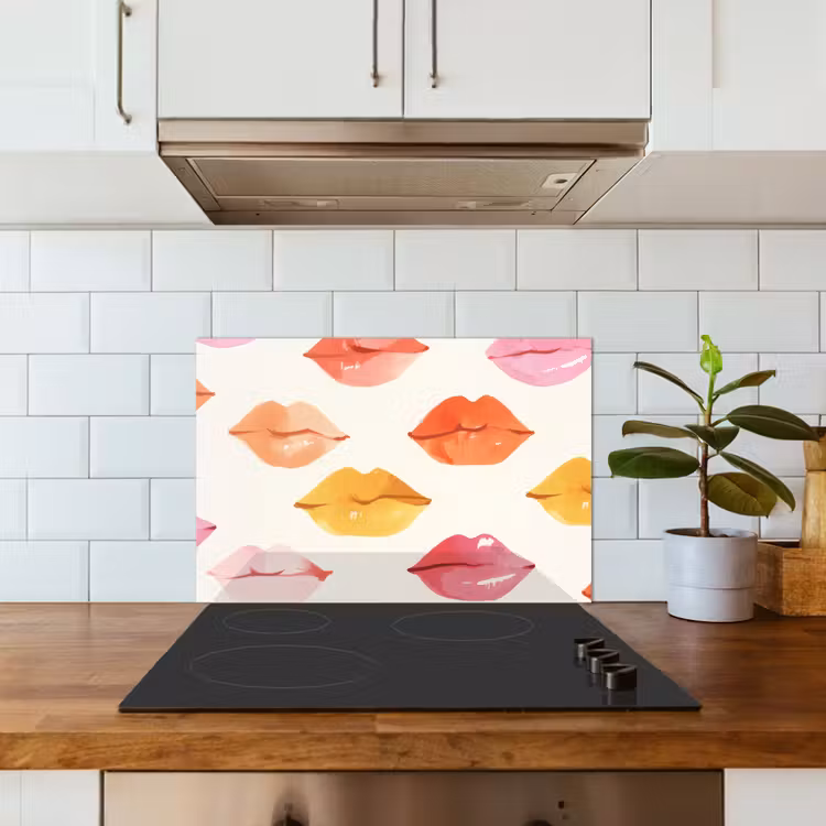 Spatscherm keuken - Lippen - Kleurrijk - Glanzend — 3