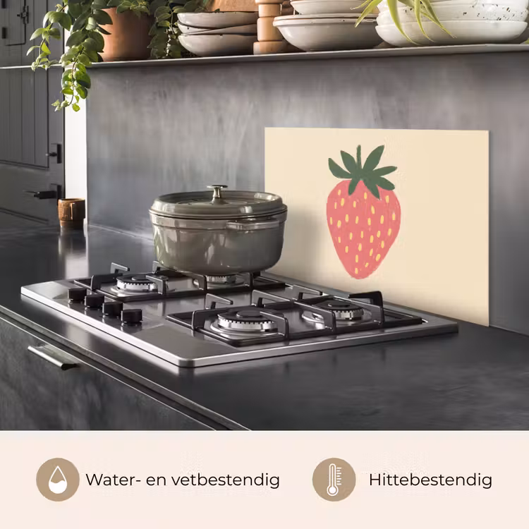 Spatscherm keuken - Aardbei - Minimalistisch - Rood - Fruit — 2