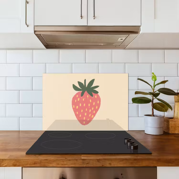 Spatscherm keuken - Aardbei - Minimalistisch - Rood - Fruit — 3
