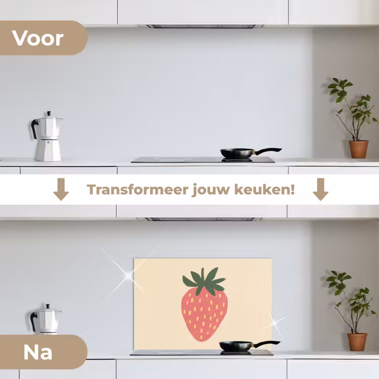Spatscherm keuken - Aardbei - Minimalistisch - Rood - Fruit — 7