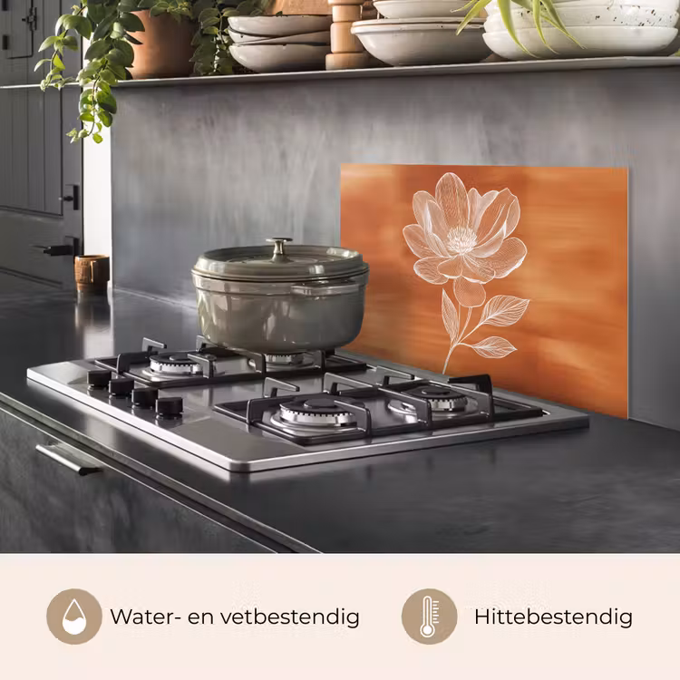 Spatscherm keuken - Bloem - Minimalistisch - Wit — 2