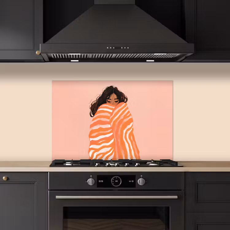 Spatscherm keuken - Meisje - Deken - Gestreept - Oranje — 5