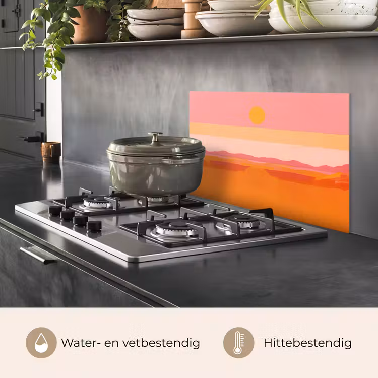 Spatscherm keuken - Zon - Abstract - Landschap - Oranje — 2