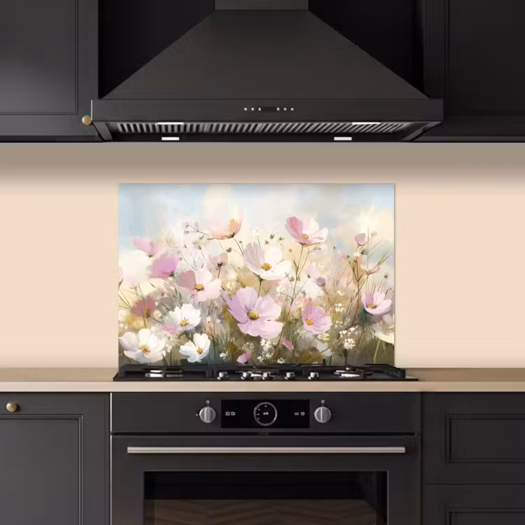 Spatscherm keuken - Bloemenveld - Lichte tinten - Geschilderd — 5