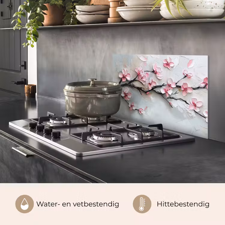 Spatscherm keuken - Bloesem - Kunstzinnig - Roze - Sakura — 2