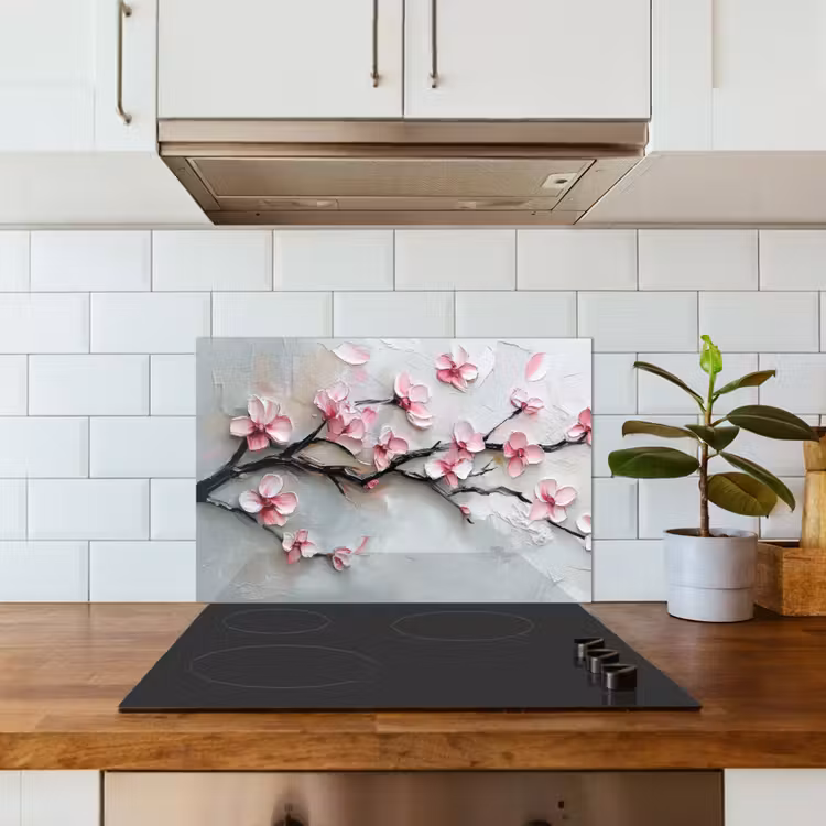 Spatscherm keuken - Bloesem - Kunstzinnig - Roze - Sakura — 3
