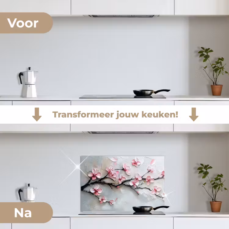Spatscherm keuken - Bloesem - Kunstzinnig - Roze - Sakura — 7