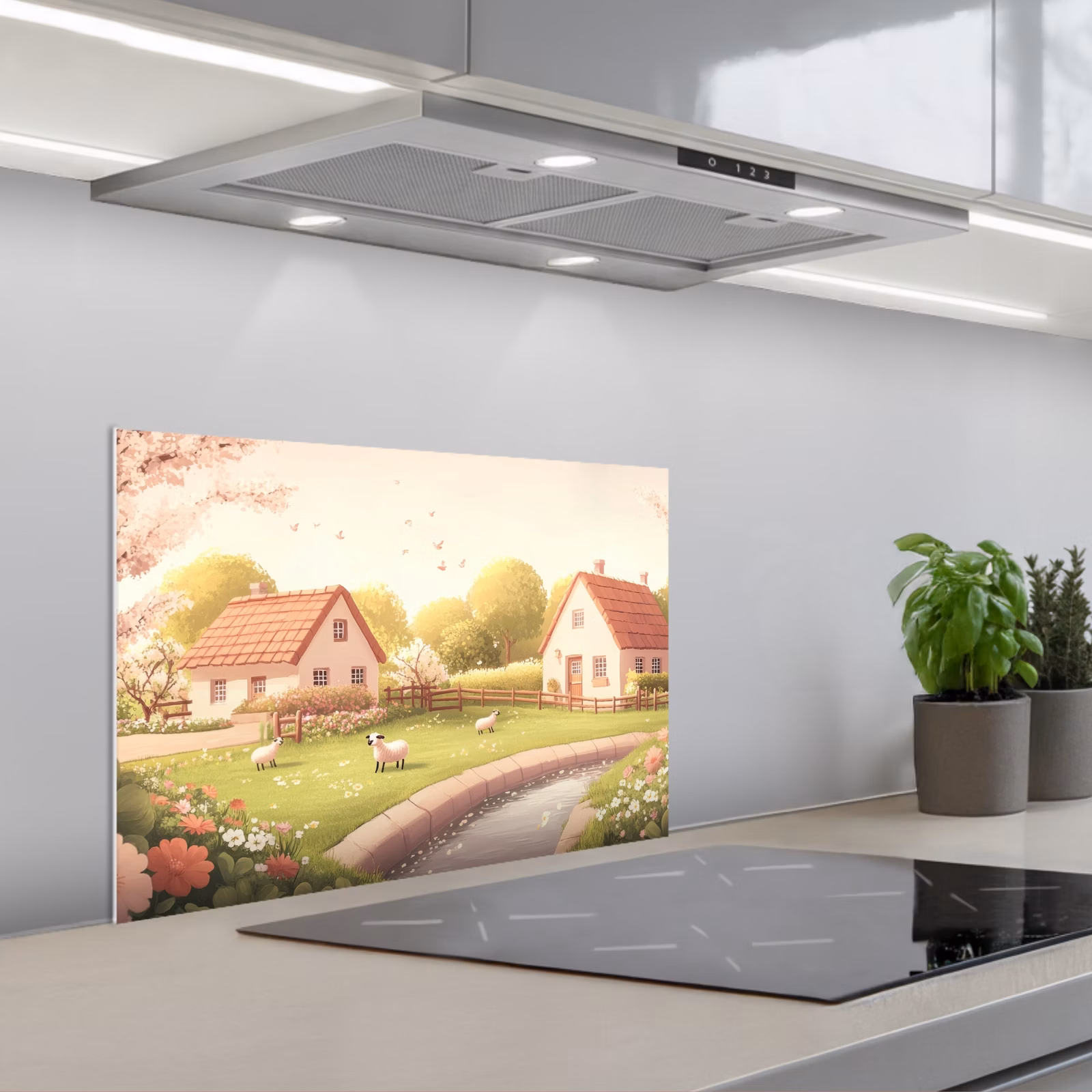 Spatscherm keuken - Schapen - Huisje - Platteland — 1