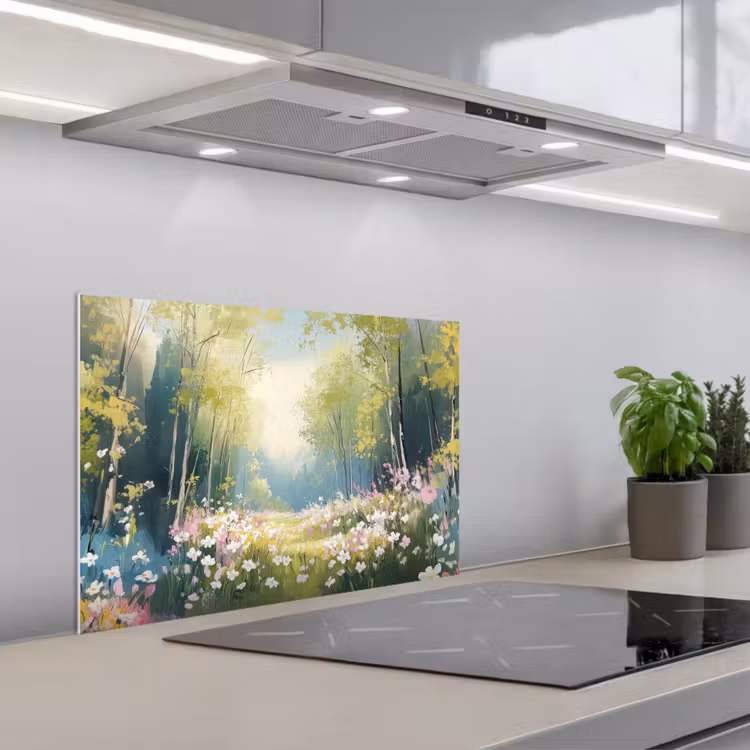 Spatscherm keuken - Bos - Schilderstijl - Kleurrijk — 1