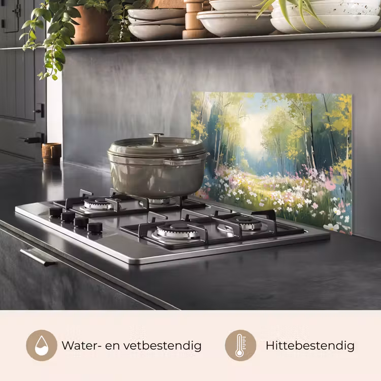 Spatscherm keuken - Bos - Schilderstijl - Kleurrijk — 2