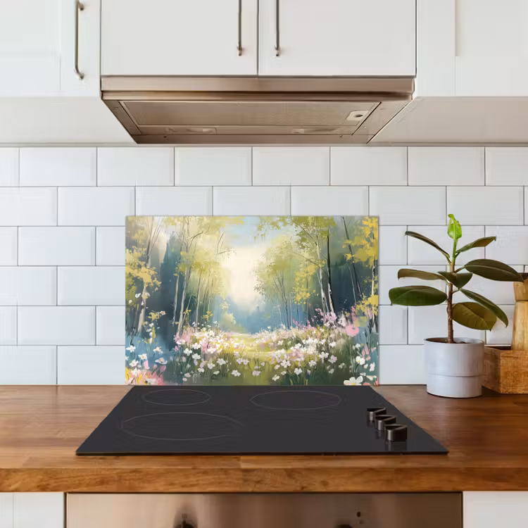 Spatscherm keuken - Bos - Schilderstijl - Kleurrijk — 3