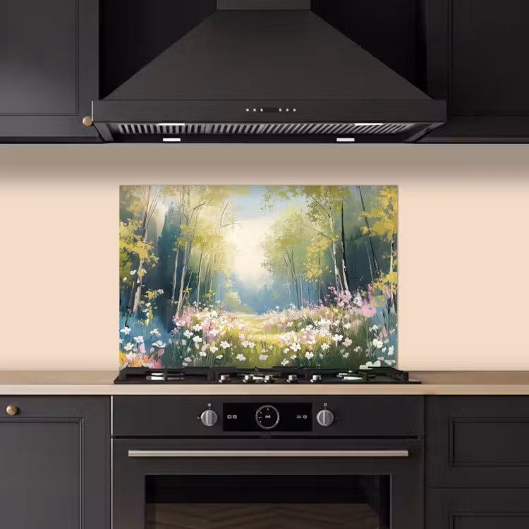 Spatscherm keuken - Bos - Schilderstijl - Kleurrijk — 5