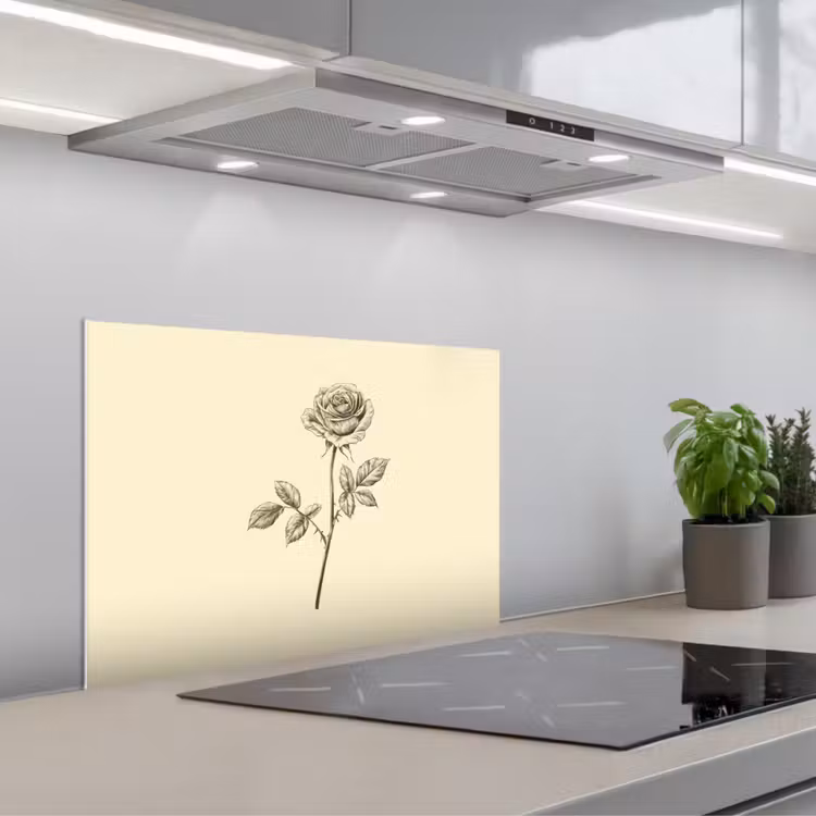 Spatscherm keuken - Illustratie - Zwart - Roos — 1