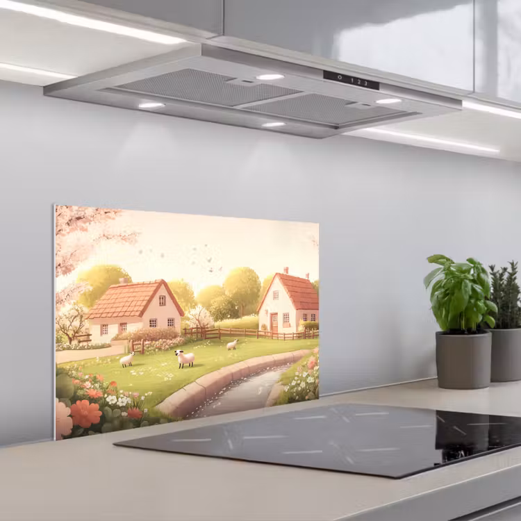 Spatscherm keuken - Schapen - Huisje - Platteland — 1