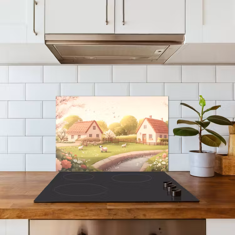 Spatscherm keuken - Schapen - Huisje - Platteland — 3