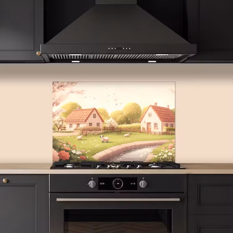 Spatscherm keuken - Schapen - Huisje - Platteland — 5