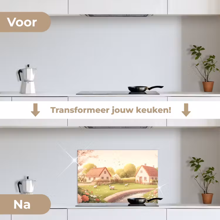 Spatscherm keuken - Schapen - Huisje - Platteland — 7