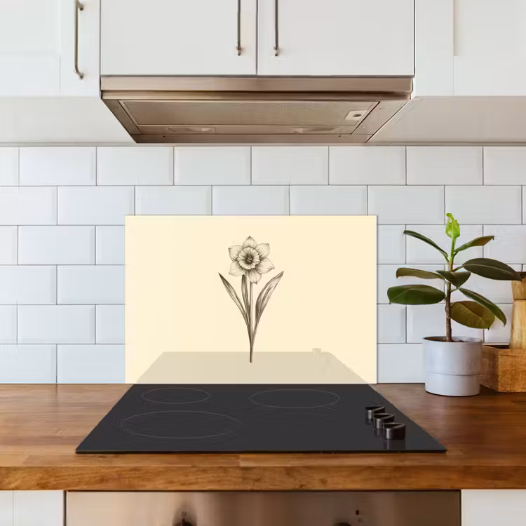 Spatscherm keuken - Zwart - Narcis - Illustratie — 3