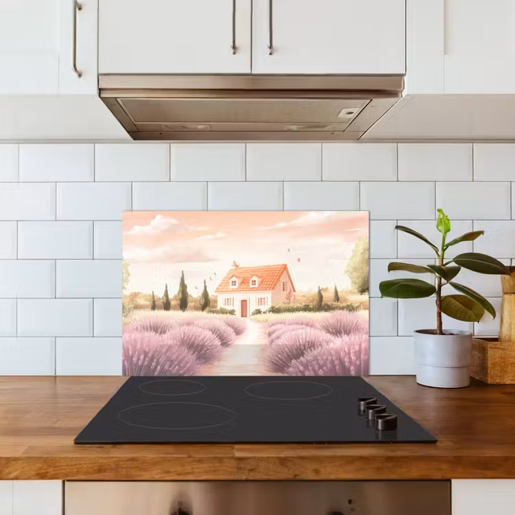 Spatscherm keuken - Lavendelveld - Huis - Paars — 3