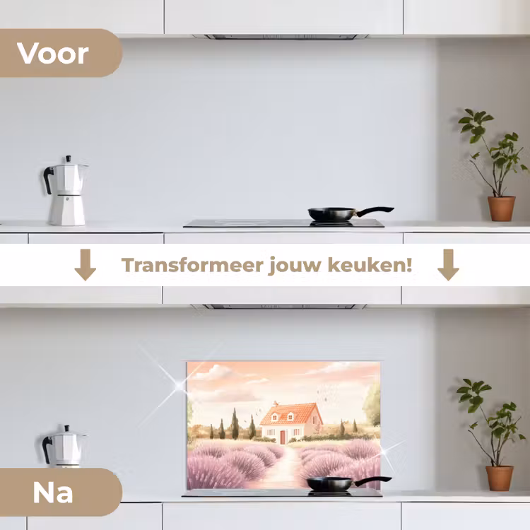 Spatscherm keuken - Lavendelveld - Huis - Paars — 7