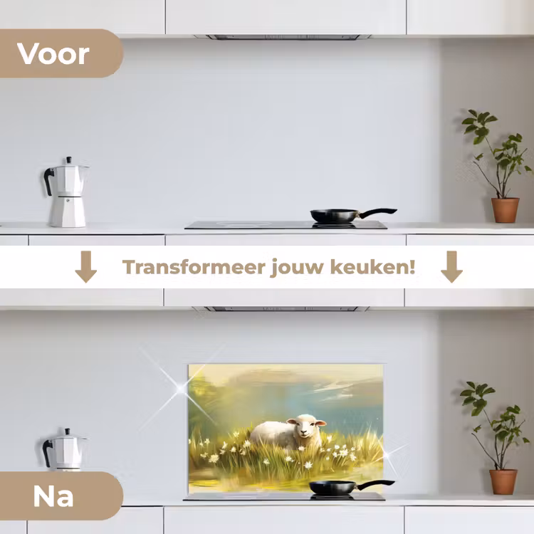Spatscherm keuken - Schaap - Weide - Groen — 7