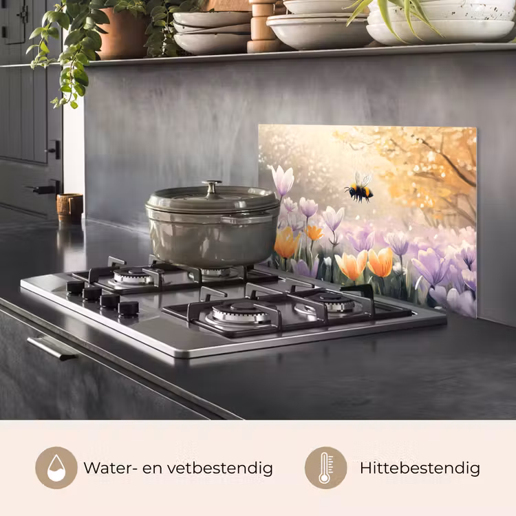 Spatscherm keuken - Viooltjes - bij - Zonlicht — 2