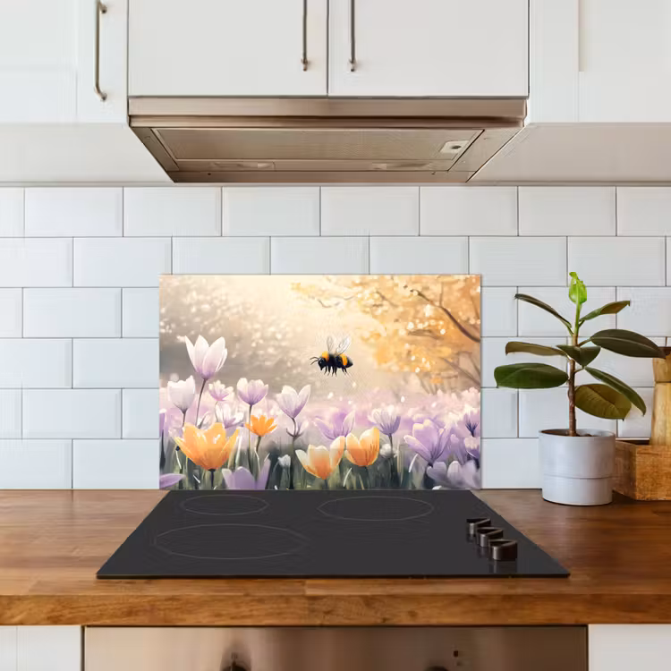 Spatscherm keuken - Viooltjes - bij - Zonlicht — 3