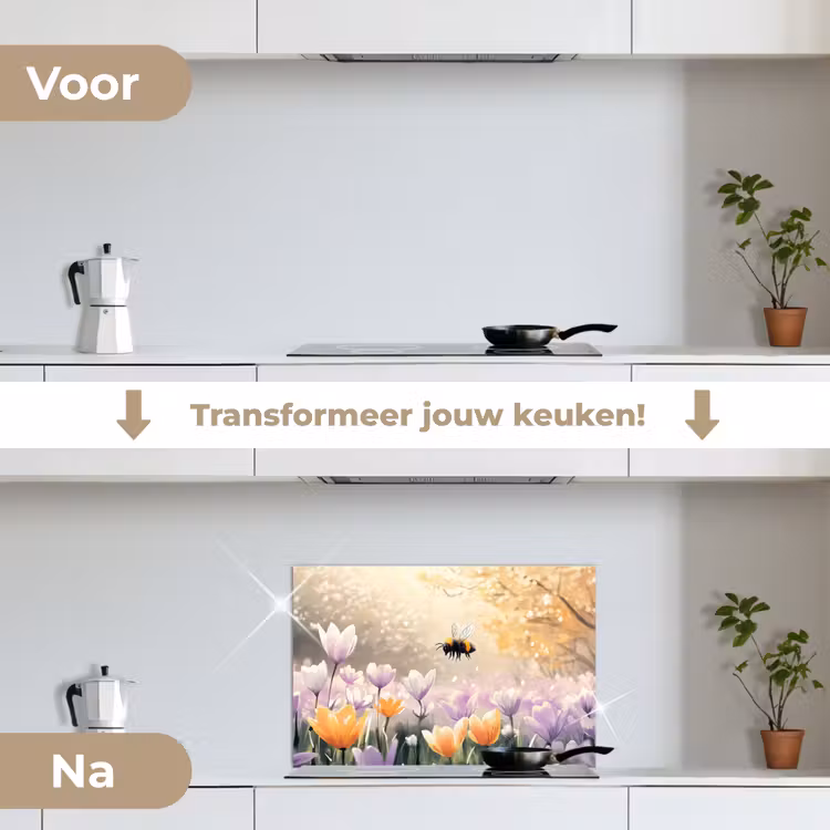 Spatscherm keuken - Viooltjes - bij - Zonlicht — 7