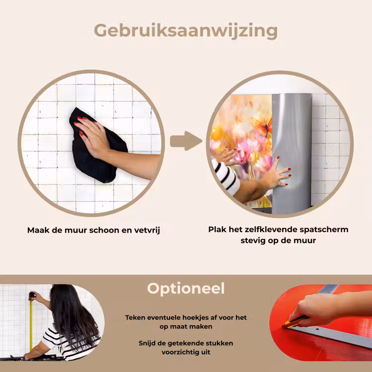 Spatscherm keuken - Vlinders - Oranje - Bloemen — 6