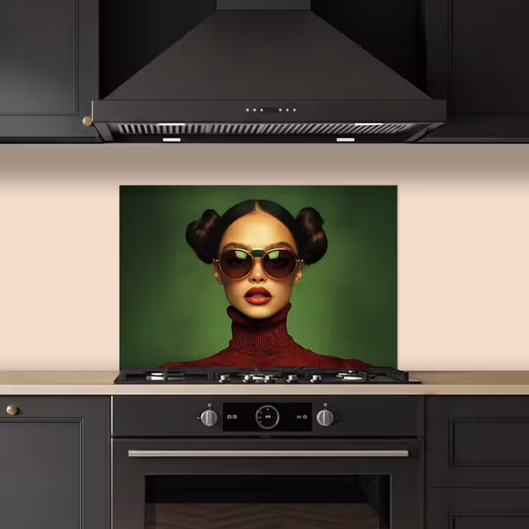 Spatscherm keuken - Vrouw - Groen - Bril - Aesthetic - Modern — 5