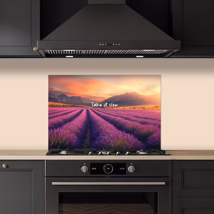 Spatscherm keuken - Lavendelveld - Quote - Zonsondergang — 5