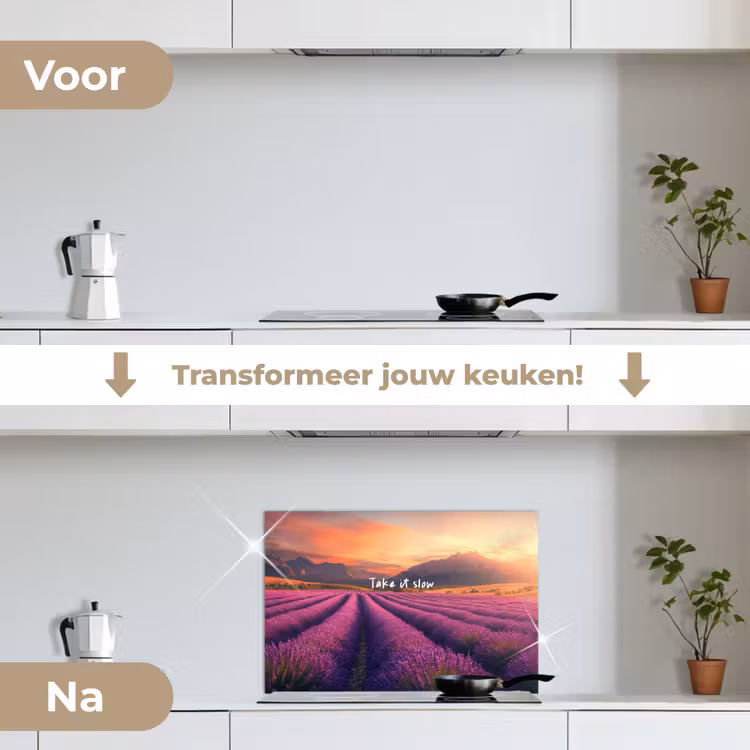 Spatscherm keuken - Lavendelveld - Quote - Zonsondergang — 7