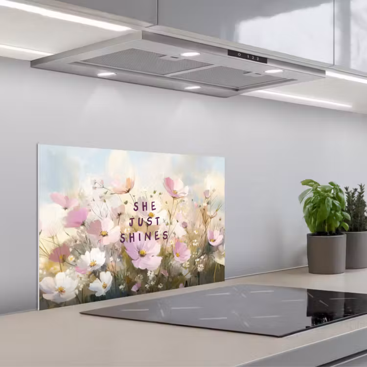 Spatscherm keuken - Quote - Bloemen - Schilderachtig — 1