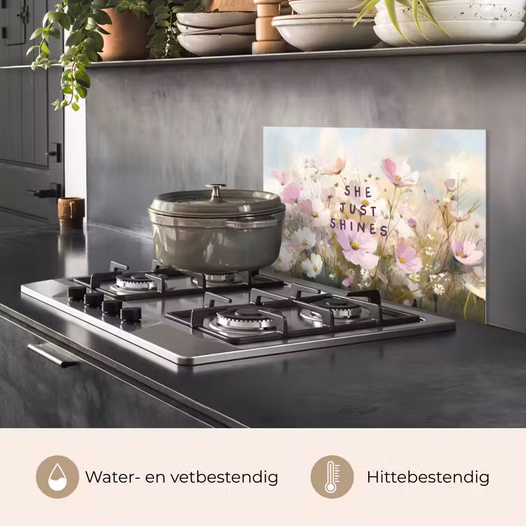Spatscherm keuken - Quote - Bloemen - Schilderachtig — 2