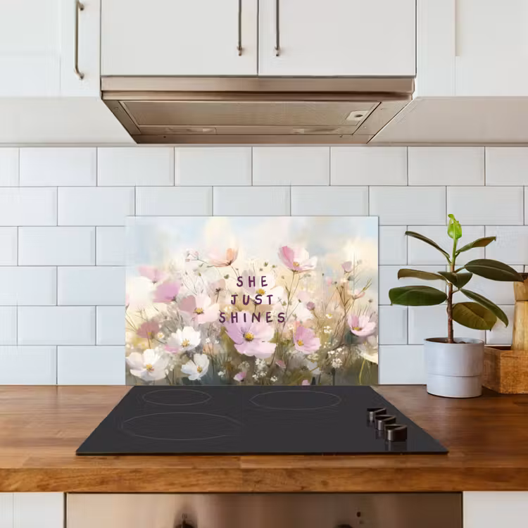 Spatscherm keuken - Quote - Bloemen - Schilderachtig — 3
