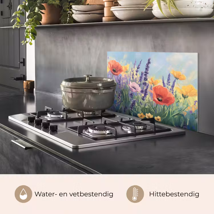 Spatscherm keuken - Weide - Bloemen - Kleurrijk — 2