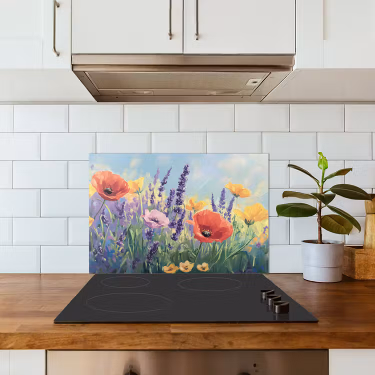 Spatscherm keuken - Weide - Bloemen - Kleurrijk — 3