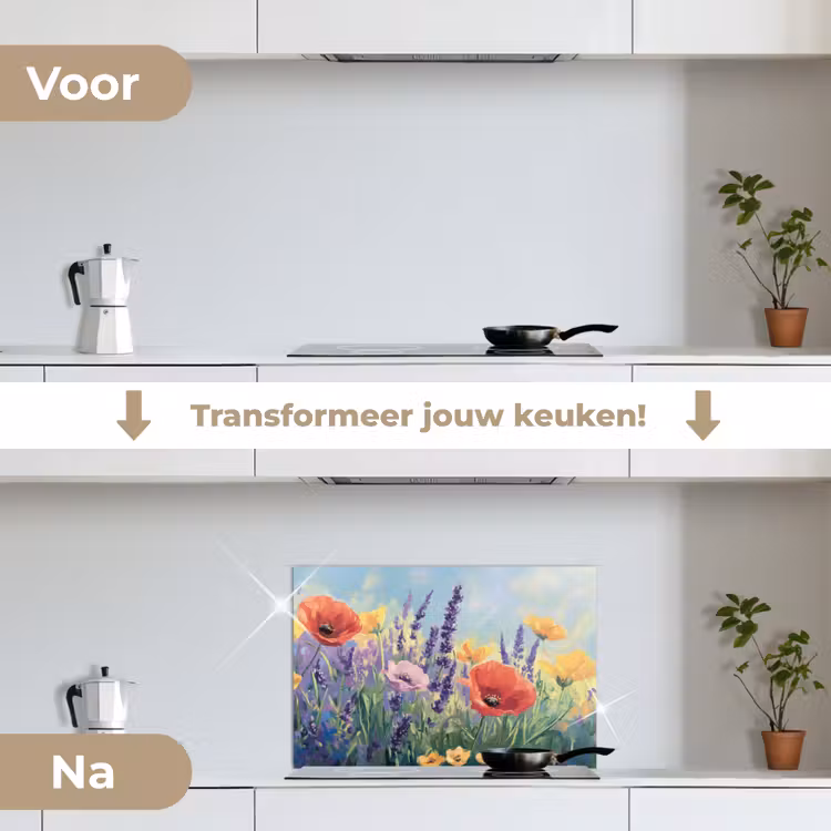 Spatscherm keuken - Weide - Bloemen - Kleurrijk — 7