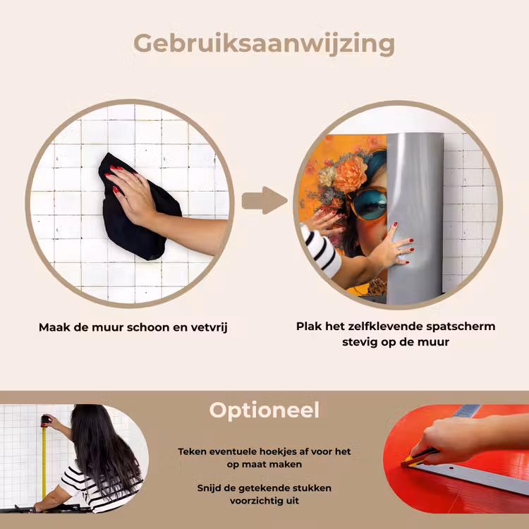Spatscherm keuken - Vrouw - Bloemen - Aesthetic - Oranje — 6