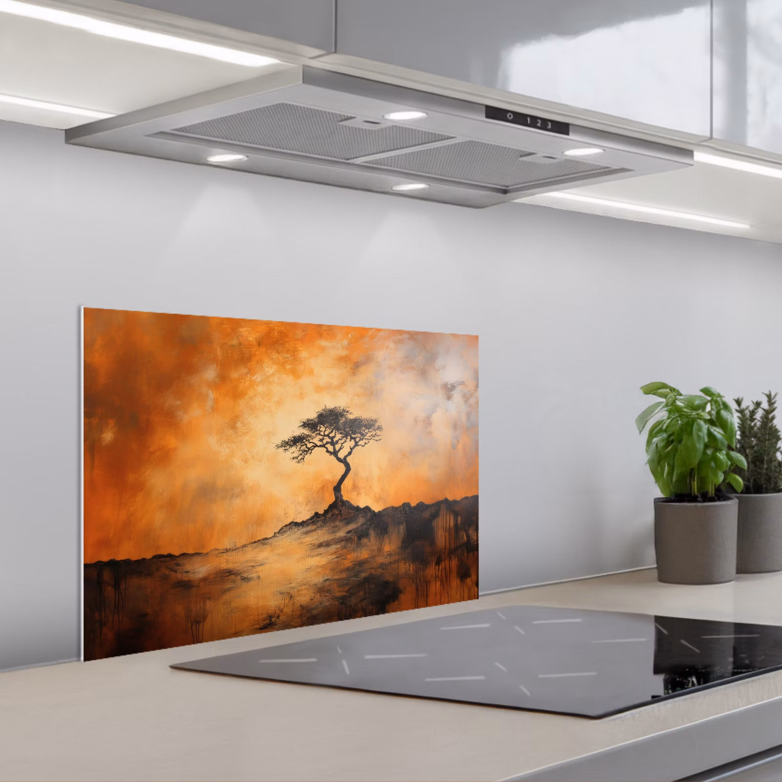Spatscherm keuken - Boom - Landschap - Oranje — 1