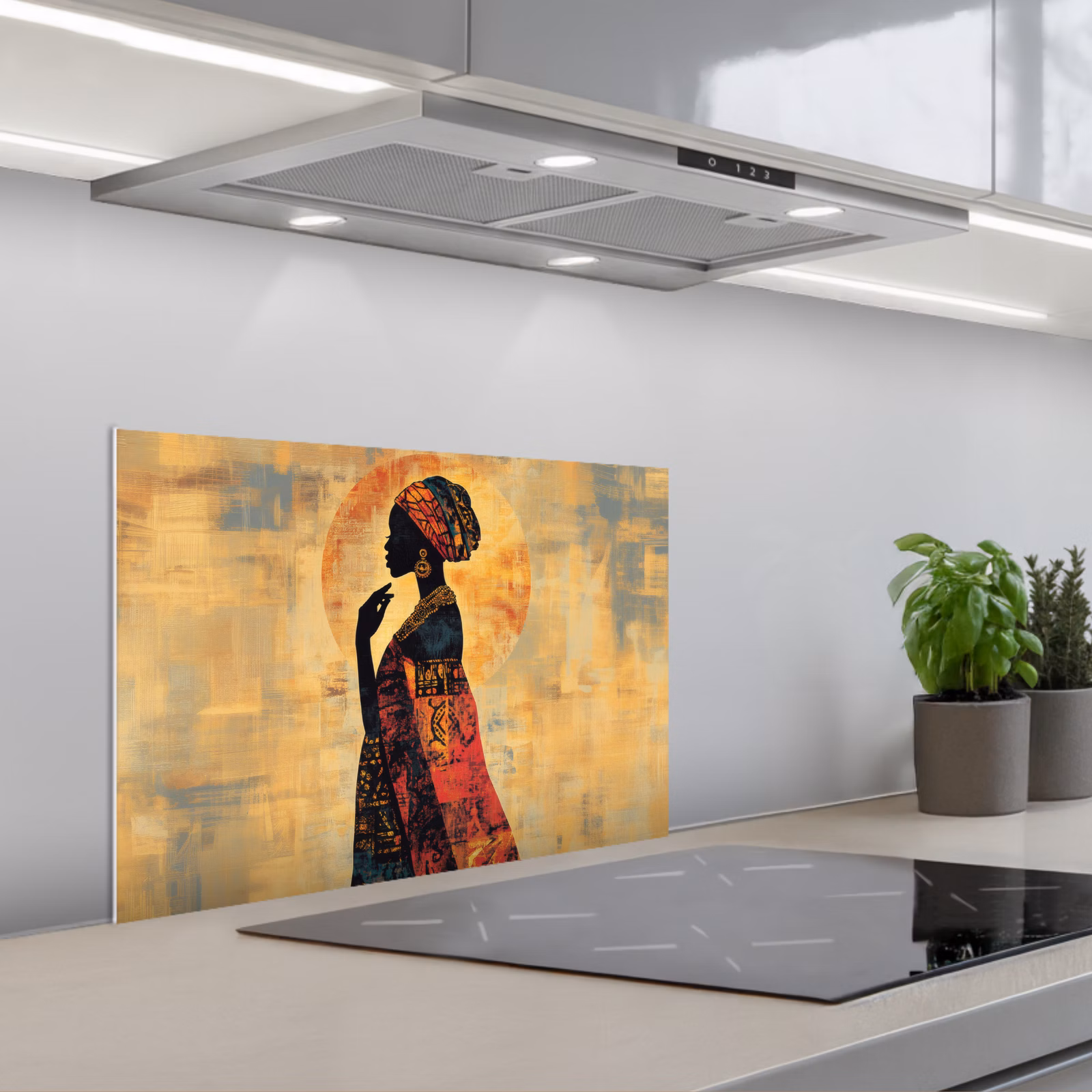 Spatscherm keuken - Vrouw - Silhouet - Patronen - Sierlijk — 1