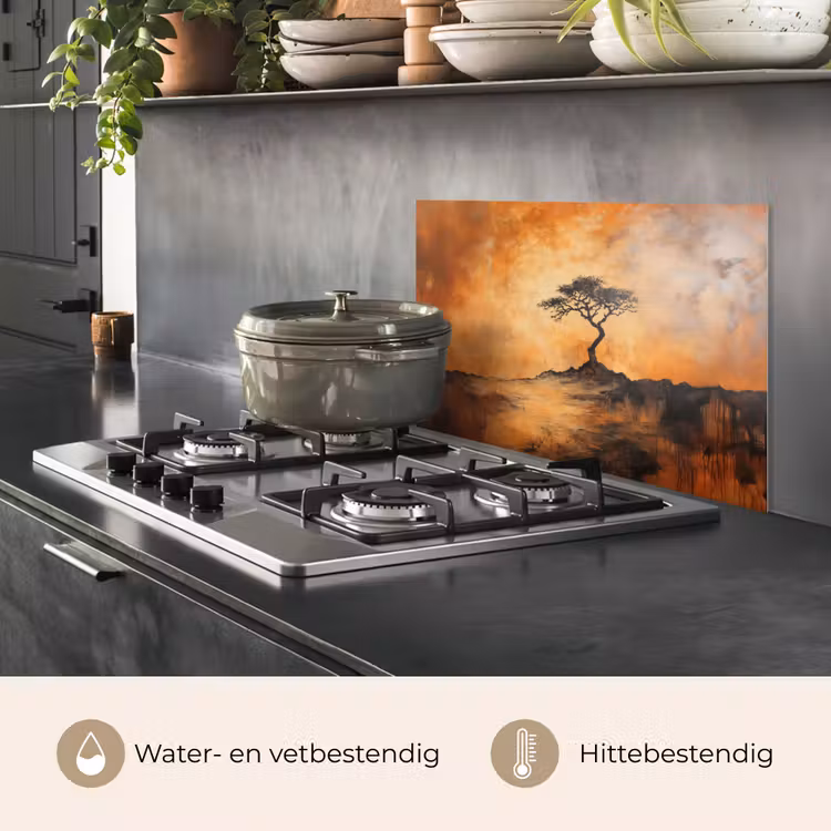 Spatscherm keuken - Boom - Landschap - Oranje — 2