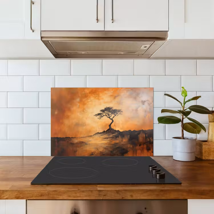 Spatscherm keuken - Boom - Landschap - Oranje — 3